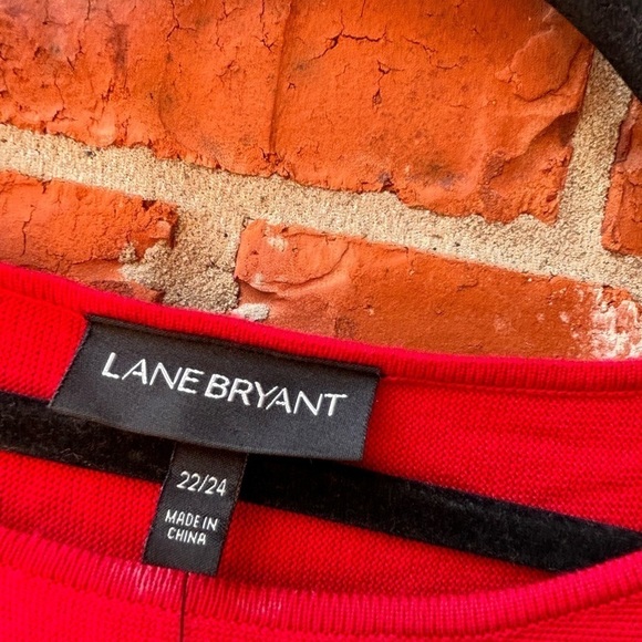 Lane Bryant Womens 22/24 Red Ribbed Flare Wide Sleeve Sweater - Picture 5 of 9